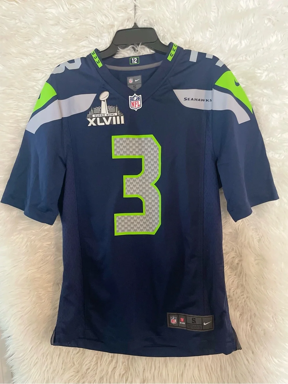 Seattle Seahawks Russell Wilson #3 Nike On Field Super Bowl XLVIII Men’s Jersey